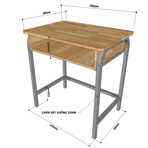UNI 02 Single <b>Study</b> <b>Desk</b> for School Modern Rubberwood Frame Powder-Coated Iron Legs Powder-Coated Iron Legs Drawer <b>Desk</b> - Product Image 3