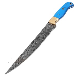 New Custom Hand Forged Damascus Fillet Fishing knife With leather Sheath cover (smk1599) - Product Image 1