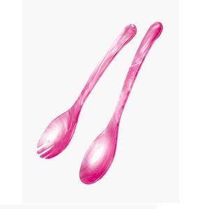 Best Design Disposable Resin Swirl Pattern Flatware Set for Family Dinners Parties House Use Elegant Salad Server Serving Tools - Product Image 1