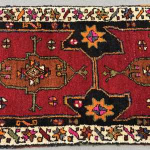 1.7x3.3 ft Rug, Turkish Vintage Rug, <b>Red</b> Polka dot <b>Wool</b> Rug - Product Image 3