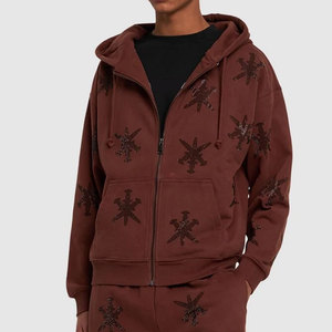 Dernier design – Sweat à capuche zippé pour homme en coton, respirant, écologique, à séchage rapide, avec strass, confortable et de haute qualité - Product Image 2