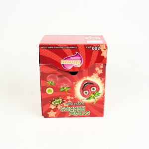 Boîte en carton auto-élevante pour emballage alimentaire de chewing-gum à la fraise, 200 pièces, présentoir de bonbons fruités, impression quadricolore brillante - Product Image 1