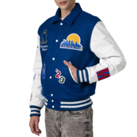 Veste universitaire unisexe américaine, corps en laine standard, manches en simili cuir, patchwork, patchs rétro, broderie personnalisée sur le devant