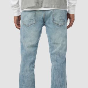 Jeans para hombre Sky Blue Kick Flare-Vaqueros acampanados de inspiración única con cintura alta, perfectos para atuendos casuales con estilo - Product Image 6