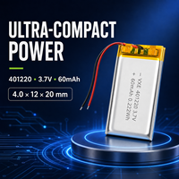 Batterie LiPo polymère ultra rechargeable MinYu Custom 401220 3.7V 60mAh avec PCB et fils pour appareils connectés Bluetooth