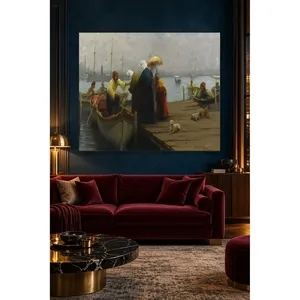 Impresión en lienzo de Fida Fausto Zonaro: Mujer subiendo a bordo de un barco en el muelle - Product Image 4