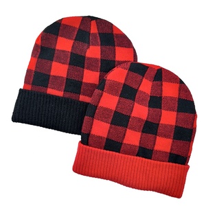 หมวกบีนนี่ถักแบบหนาของนักออกแบบที่หรูหราหมวกฤดูหนาวแบบปรับแต่งได้สำหรับทุกเพศกระดุมข้อมือเสื้อสีดำสีขาวสีส้มลายตารางหมากรุก - Product Image 6