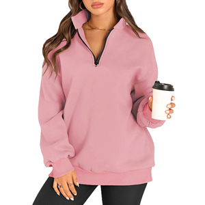Custom Fashion Oversized Thick 1/4 <b>Quarter</b> <b>Zip</b> up Turtleneck <b>Sweatshirt</b> for <b>Women</b> - Product Image 4