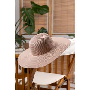 Sombrero de Ala Ancha Color Rosa Polvo con Patrón Tejido, Moderno y Funcional con Protección Solar HSR2005 - Rosa Polvo - Product Image 4
