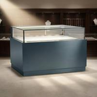 Vitrine de présentation moderne et élégante en acier inoxydable et verre sur mesure pour bijouterie, salle d'exposition de bijoux, présentoirs à bagues