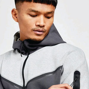 OEM diseño 69% algodón 31% poliéster gris hombres Tech polar chándal con cremallera completa Sudadera con capucha Joggers pantalones de chándal - Product Image 3