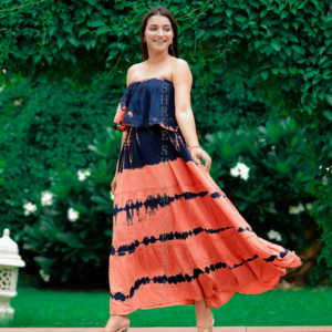 Été Tendance Femmes Rayon Tie dye Longue robe de soirée - Product Image 1