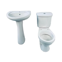 Ensemble de toilettes en céramique de style moderne, WC monobloc à double chasse et lavabo sur colonne