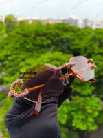 Lunettes de soleil pour hommes de haute qualité, à la mode, avec diamants Moissanite, verres photochromiques orange personnalisés, protection UV400, en matériau PC