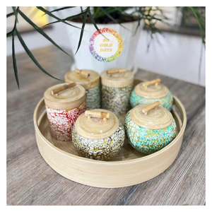 Pot en bambou de luxe avec décor en nacre et coquille d'œuf - Parfait pour la décoration intérieure, le rangement et les emballages cadeaux haut de gamme - Caryln - Product Image 2