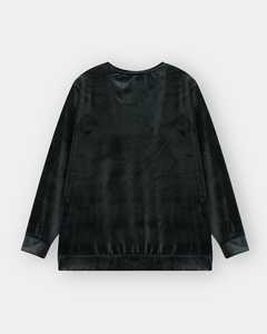 Luxury Black Velvet Soft Plush Crewneck <b>Sweatshirt</b> <b>Long</b> Sleeve Winter Warmth Elegant Design Lightweight Breathable Custom Made - Product Image 2