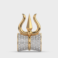 Collier pendentif Trishul Damru plaqué or personnalisé, pavé de diamants CZ, pendentif trident du dieu Shiva, bijoux religieux hindous