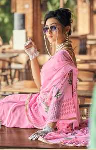 Latest Designer Women's Soft Georgette Printed <b>Saree</b> Sequins <b>Hot</b> Selling Casual Party Wear Wedding Sari Wholesale Rate India - Product Image 6