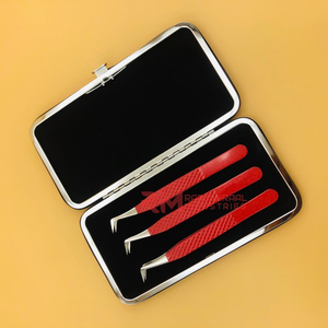 RMI nouveauté pince à épiler à pointe d'argent enduit de poudre rouge pour Extensions de cils pince à épiler Volume de botte en acier inoxydable de haute qualité - Product Image 3