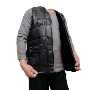Gilet en cuir pour homme, veste de moto sans manches, nouvelle collection automne 2026, chaud, en velours - Product Image 2