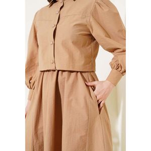 Snap Button Jacket Vest 2 Piece Set Latte - Product Image 3