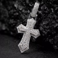 Colgante de Cruz Ortodoxa de Plata de Ley 925 de Calidad Premium con Moissanita, Estilo Hip Hop, Unisex, Regalo, Bañado en Rodio 14K