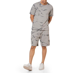 ชุดกีฬาสำหรับผู้ชายเสื้อลำลองสีพื้น2ชิ้นกางเกงขาสั้นปักโลโก้ - Product Image 1