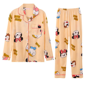 Venta al por mayor pijamas de seda señoras Primavera Verano personalizado impreso ropa de dormir conjunto de seda ropa de dos piezas cómoda ropa de dormir de las mujeres - Product Image 2