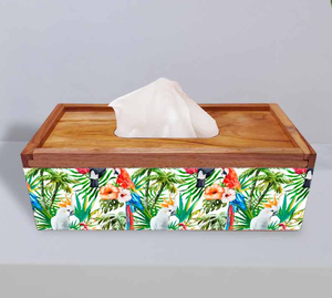 Boîte de mouchoirs en bois imprimé en émail Boîte à mouchoirs rectangulaire écologique Porte-papier Article décoratif pour la maison - Product Image 1