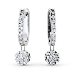 Boucles d'oreilles pendantes uniques 1,95 ctw rondes en diamants cultivées en laboratoire pour femmes, broches en forme de cœur, Huggie Hoop, boucles d'oreilles personnalisées pour mariage - Product Image 3