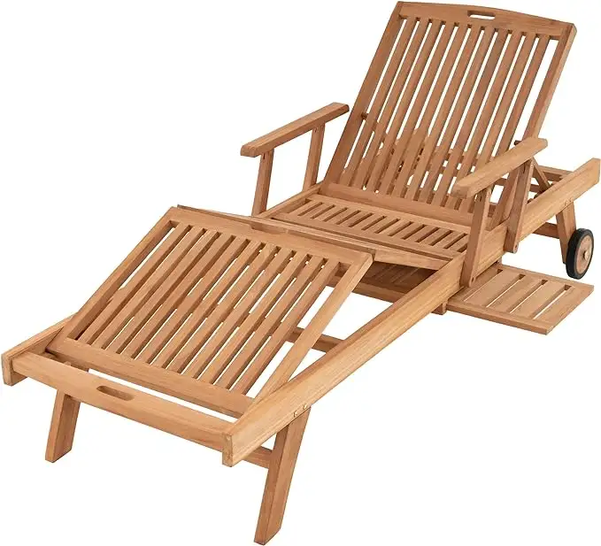Classico piscina Teak legno lettino da esterno Patio Chaise Chaise Lounge Chair-relax lettino