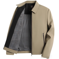 Veste de Costume d'Affaires Personnalisée avec Logo OEM pour Hommes d'Âge Mûr en Soie, Style Col Montant Décontracté pour Printemps et Automne