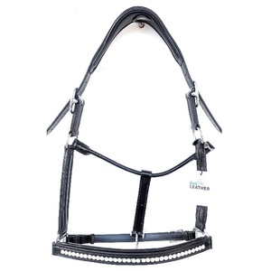 บังเหียนหนังทรงมงกุฎตามหลักสรีรศาสตร์ พร้อมสายรัดจมูกคริสตัล บุนวมลดแรงกด สำหรับการแสดงโชว์ - Product Image 1