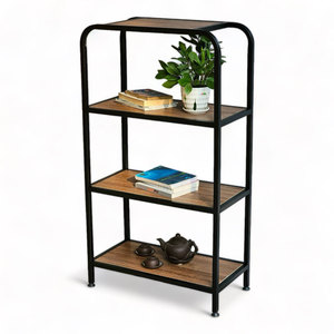 Estante de Hierro de 3 Niveles con Superficie de Madera Contrachapada para Decoración de Sala de Estar KTB68170 - Product Image 1