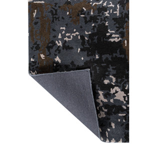 Alfombra Genesis Azul Hecha a Mano de Lana y Viscosa Taq-7240, Rectangular Grande con Patrón Abstracto a Rayas para Sala de Estar, 10mm de Grosor - Product Image 5