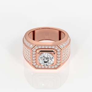 Portuguese Cut Lab Grown Diamond Men's 14K Yellow <b>Gold</b> <b>Ring</b> Everyday Wear Pear Shape Rhodium IGI Certified Rhodium <b>Gold</b> Setting - Product Image 6