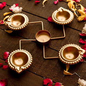 Exquisite Swastik Diyas Metal Home Decor with Sacred Beauty Radiating Positive Energy for Festivities - Product Image 2