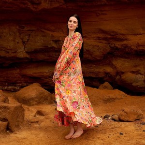 Offre Spéciale été 2024 femmes vêtements longue Maxi robe floral bloc imprimé à manches longues maxi robe tenue décontractée - Product Image 1