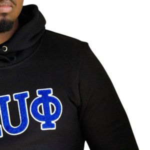 Phi Beta Sigma BLUE Chenille Hoodie Royal Blue Soft Cotton Fleece Greek Life Fraternity Pullover Hoody con bolsillo de canguro - Product Image 2