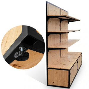 Étagère de présentation avec boîtes en bois naturel et structure en fer noir - Product Image 4