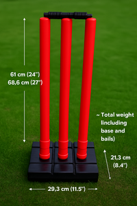 Poteaux de cricket NEO Rouge/Vert fluo 24/27 pouces Base en plastique remplissable d'eau pour une utilisation en intérieur et en extérieur Fabriqué à la main en Inde Mahaplay - Product Image 2