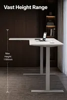 Bureau debout d'angle électrique réglable en hauteur, avec pieds robustes à 2 niveaux, support renforcé, structure métallique, bureau debout en forme de L