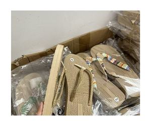 Vietnam usine à la main jonc de mer tissage pantoufles naturel jacinthe d'eau pantoufles pour hôtel Spa Resort maison exportation prêt - Product Image 5