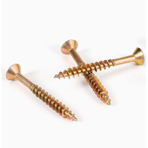 Tornillo autorroscante de acero galvanizado en amarillo para madera, rosca fina, para aglomerado, grado 4.8 6.8, cabeza plana, métrico/pulgada - Product Image 1