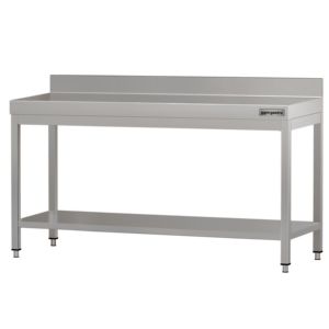 Commercial <b>Stainless</b> <b>Steel</b> <b>Table</b> with Upstand ECO - 2000x600mm - with Undershelf - with Rear Upstand - with Cross Bracing - Product Image 4