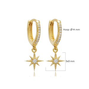 ต่างหูห้อยประดับเพชร CZ รูปดาวพร้อมดีไซน์เข็มทิศ ขายส่ง เครื่องประดับเงินแท้ 925 - Product Image 5