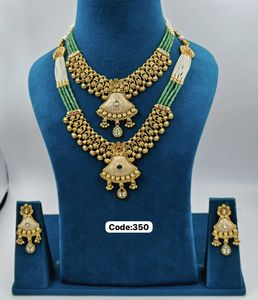 Collier de temple traditionnel à motif d'éléphant avec perles et boucles d'oreilles assorties pour les mariées disponibles pour les tenues de fête indiennes - Product Image 1