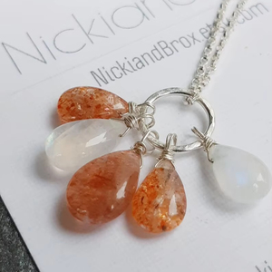 Piedra lunar Sunstone collar joyería de plata esterlina Collar de plata colgante de múltiples piedras preciosas regalo para ella - Product Image 1