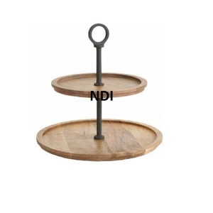 แท่นไม้อะคาเซียสำหรับวางโชว์ขนมเค้กผลไม้แท่นวางเค้กทรงกลม - Product Image 1