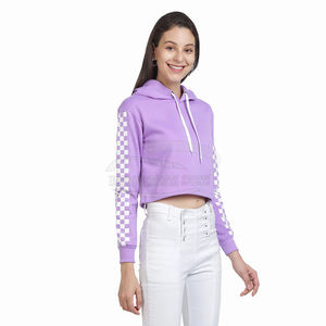 New Arrivals Plus Size V-Neck Crop Hoodie Thermal Breathable Solid <b>Pattern</b> Sweatshirt for Winter Fashionable Pullover Front Logo - Product Image 1